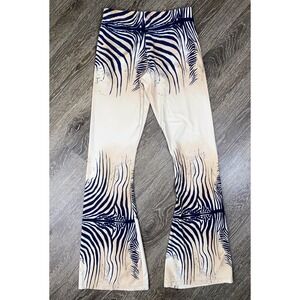 New XS Wildcat Chic High Rise Flare Animal Print Zebra Beachwear Pool Pants